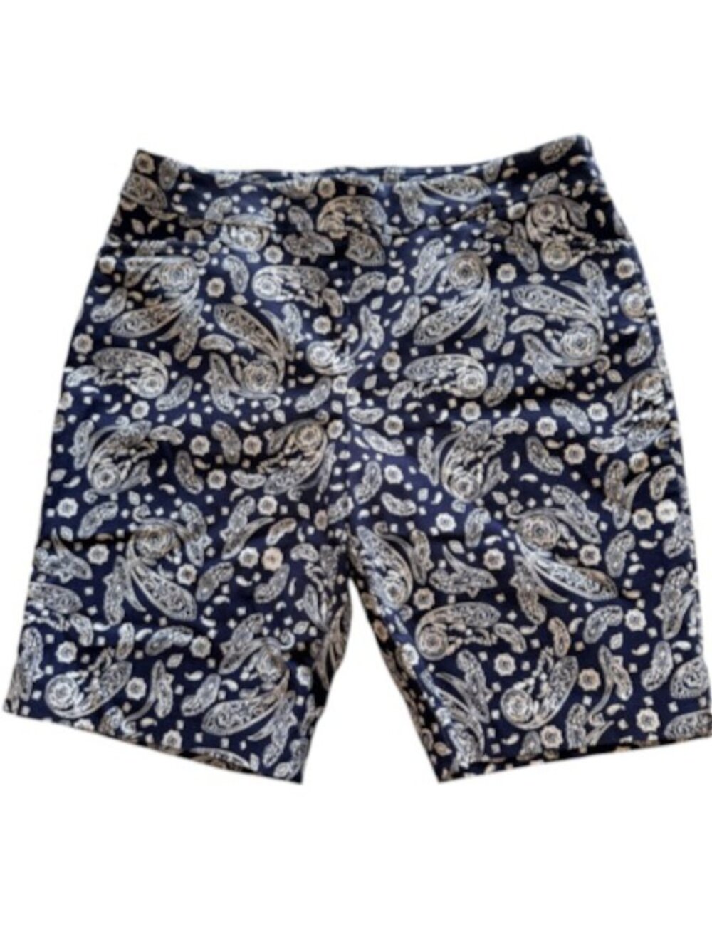 Time and Tru Navy Paisley Pull On Shorts Womens Size 12-14 Bohemian Resortwear